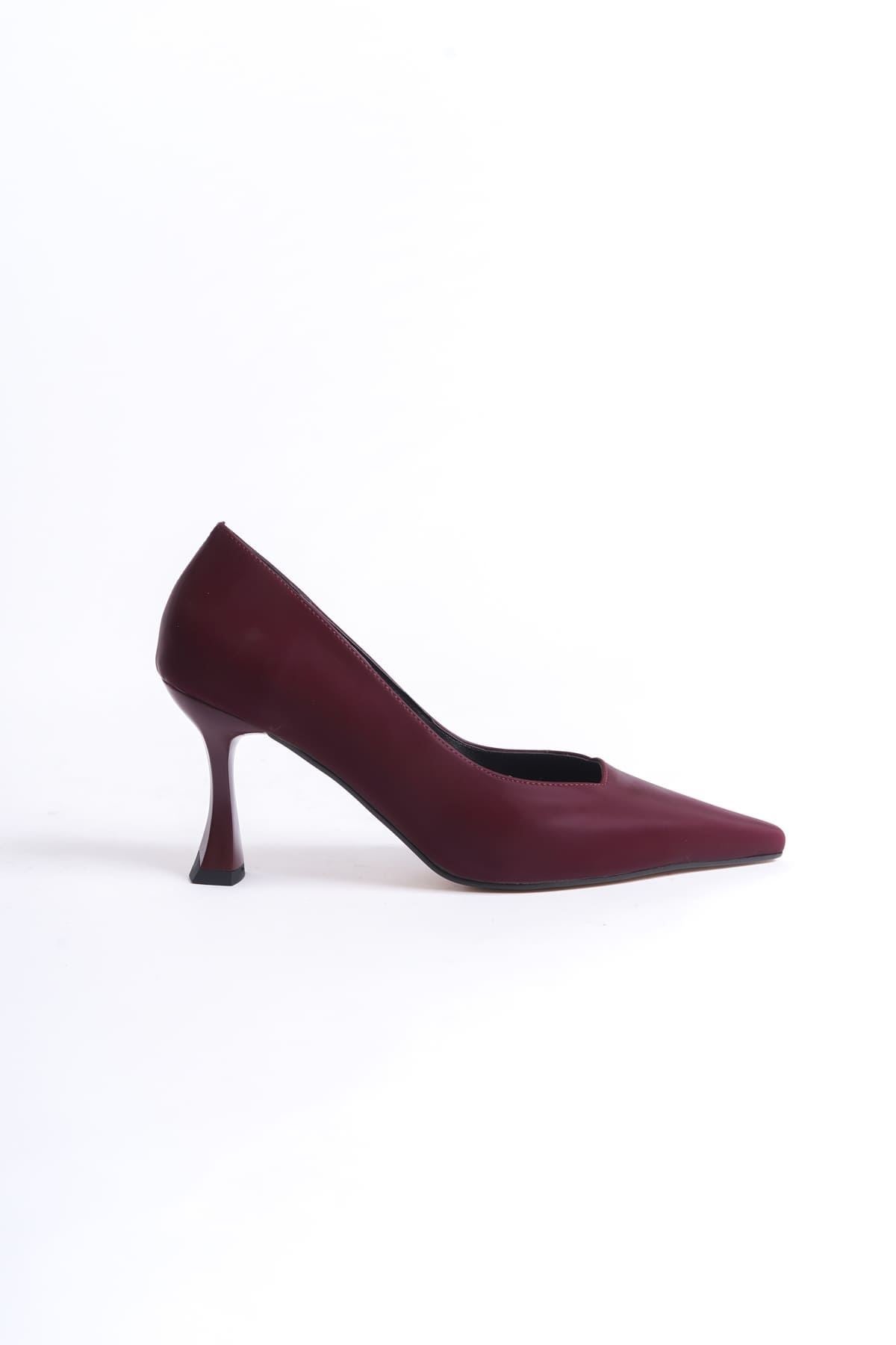 Cordelia Premium Kadın Bordo Saten Stiletto