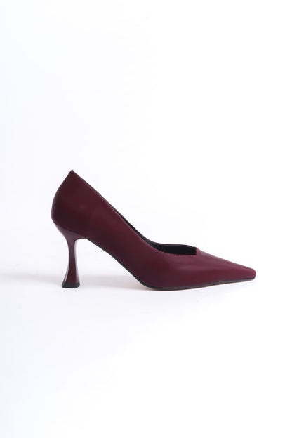 Cordelia Premium Kadın Bordo Saten Stiletto