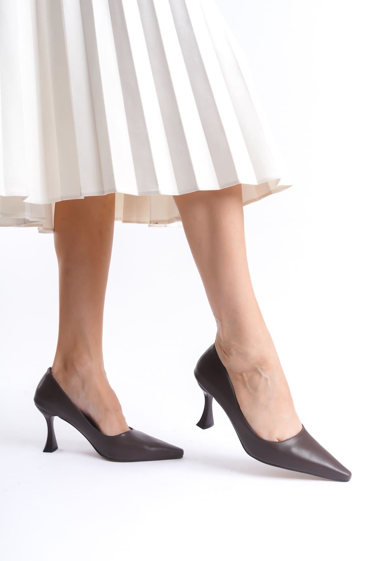 Cordelia Premium Mat Acı Kahve Stiletto 7 cm