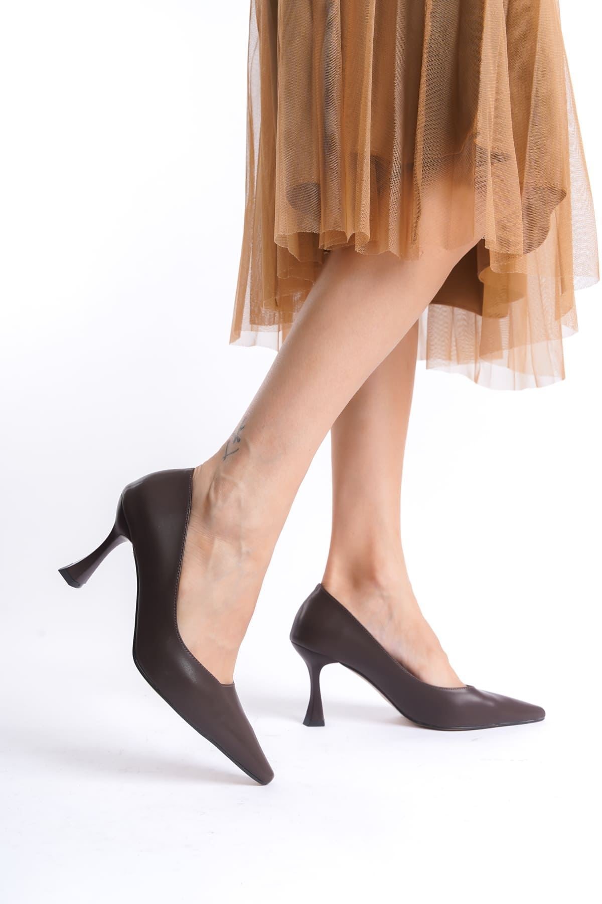 Cordelia Premium Mat Acı Kahve Stiletto 7 cm
