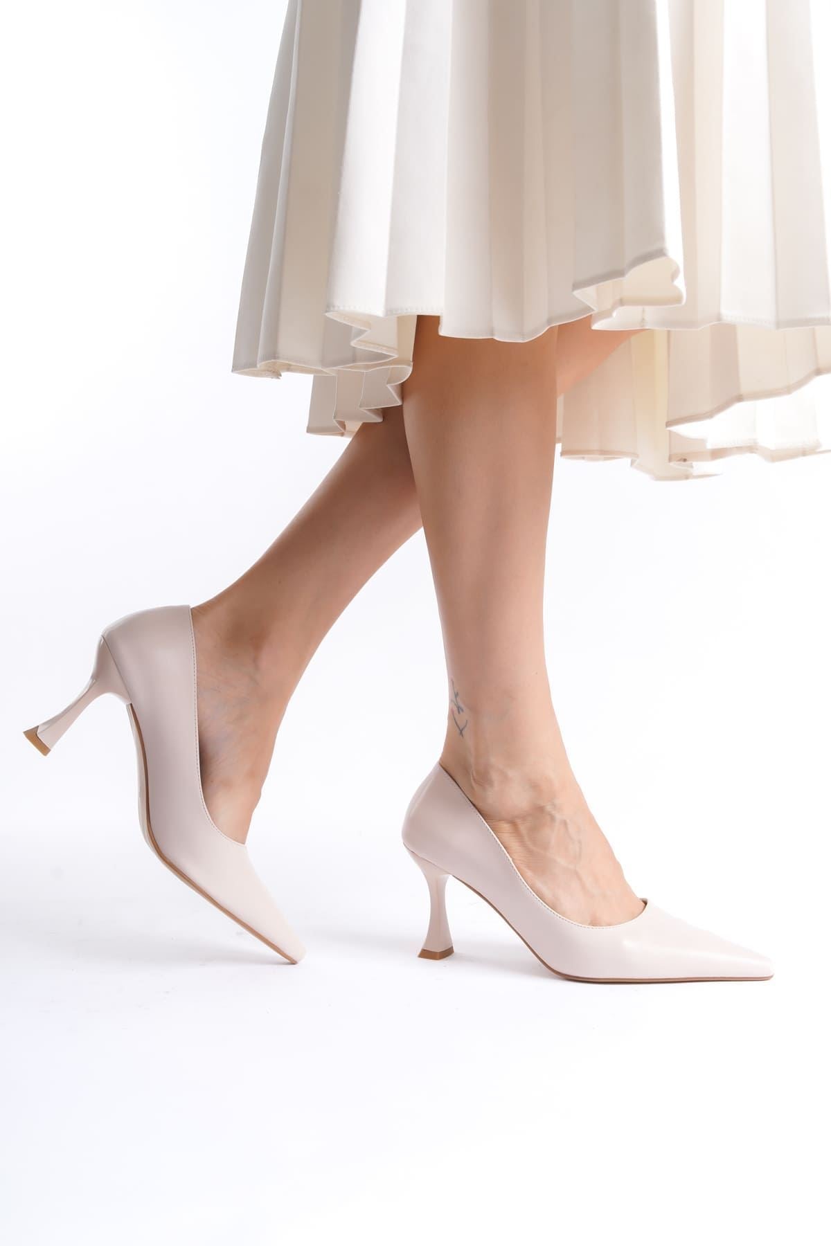 Cordelia Premium Mat Bej Stiletto 7 cm