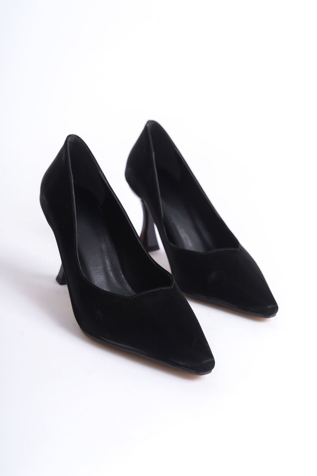 Cordelia Premium Siyah Saten Stiletto 7 cm