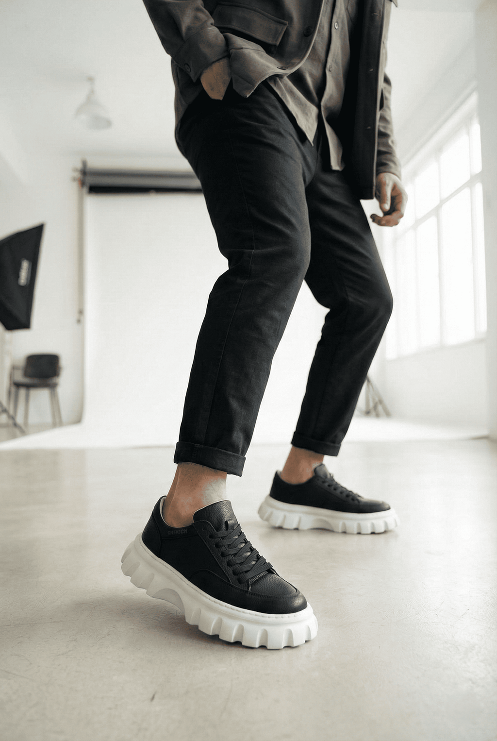 Cortex Premium Traktör Taban Erkek Sneaker Casual Siyah Beyaz