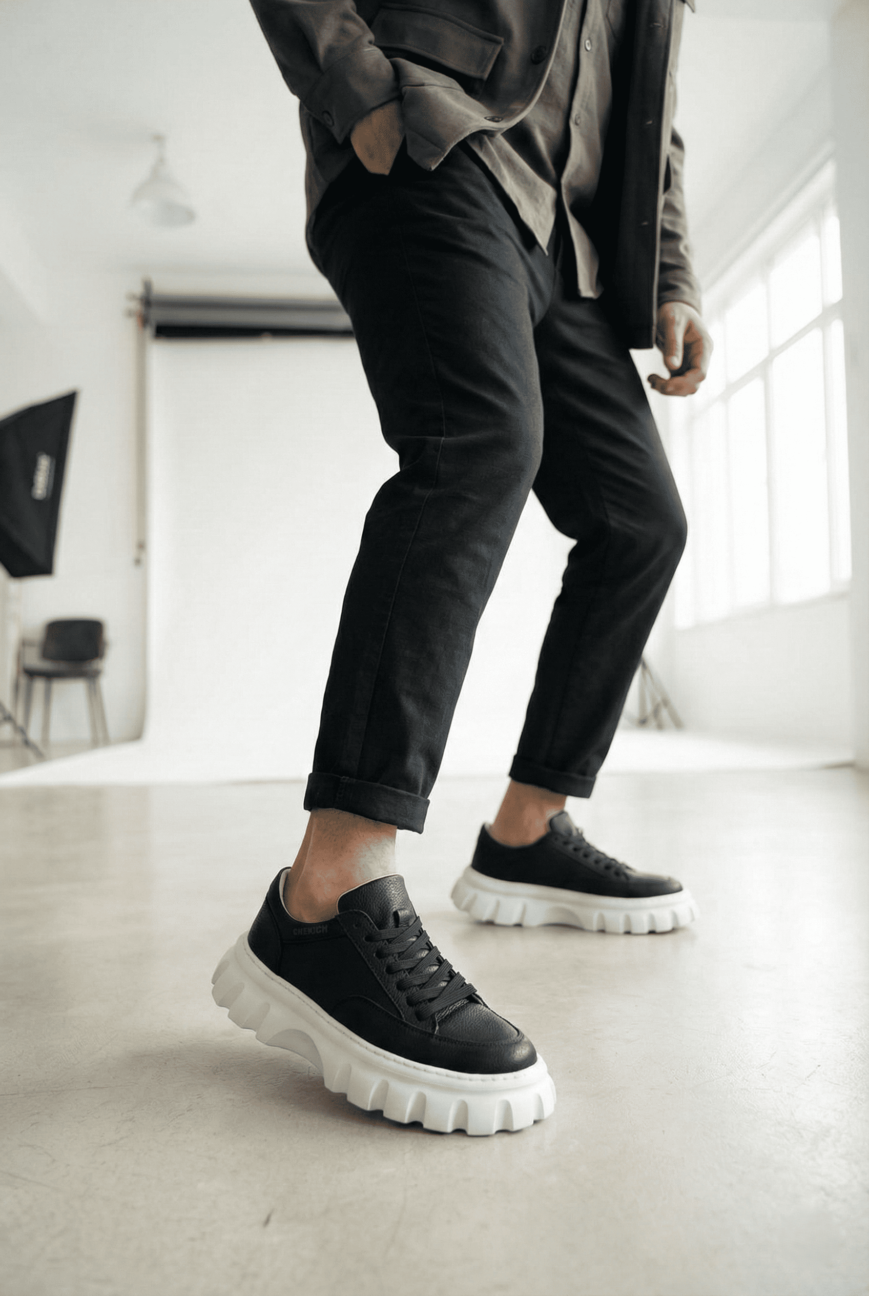 Cortex Premium Traktör Taban Erkek Sneaker Casual Siyah Beyaz