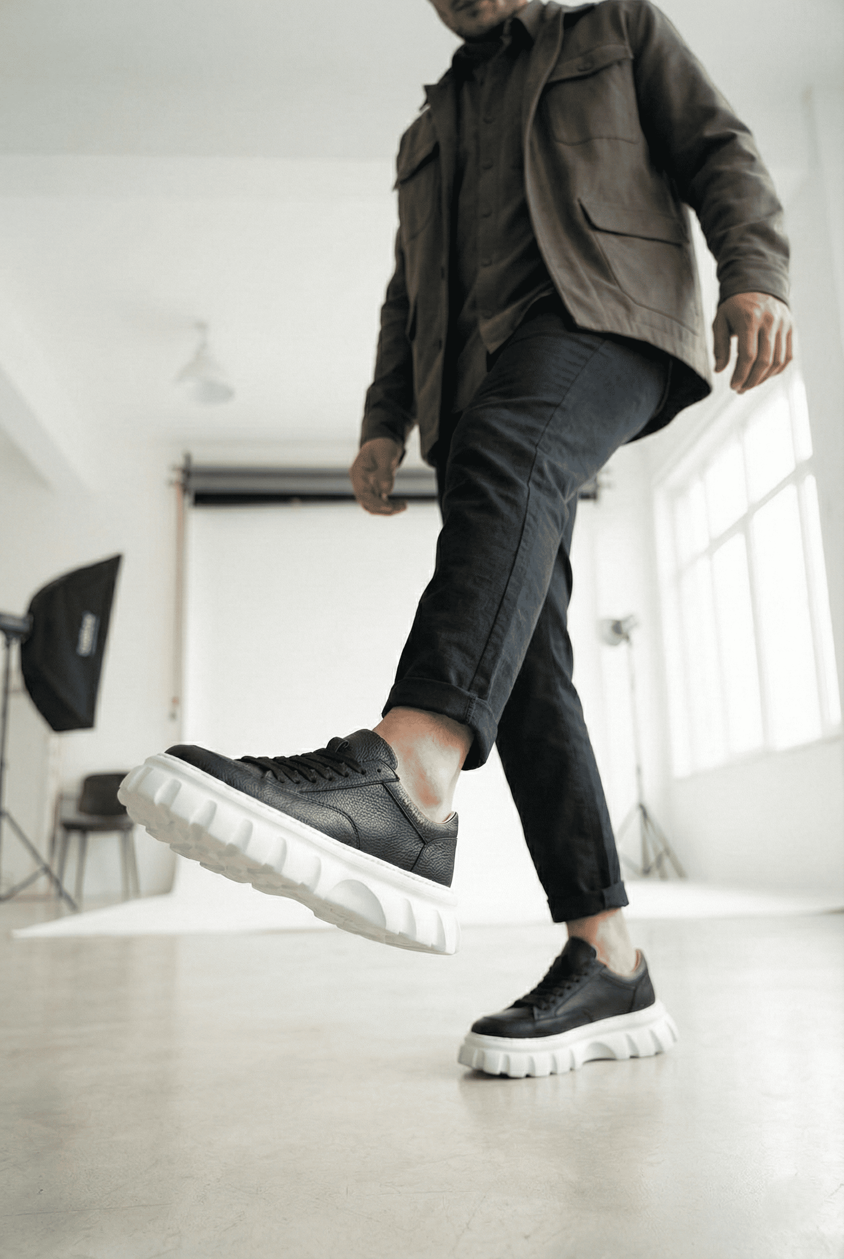 Cortex Premium Traktör Taban Erkek Sneaker Casual Siyah Beyaz