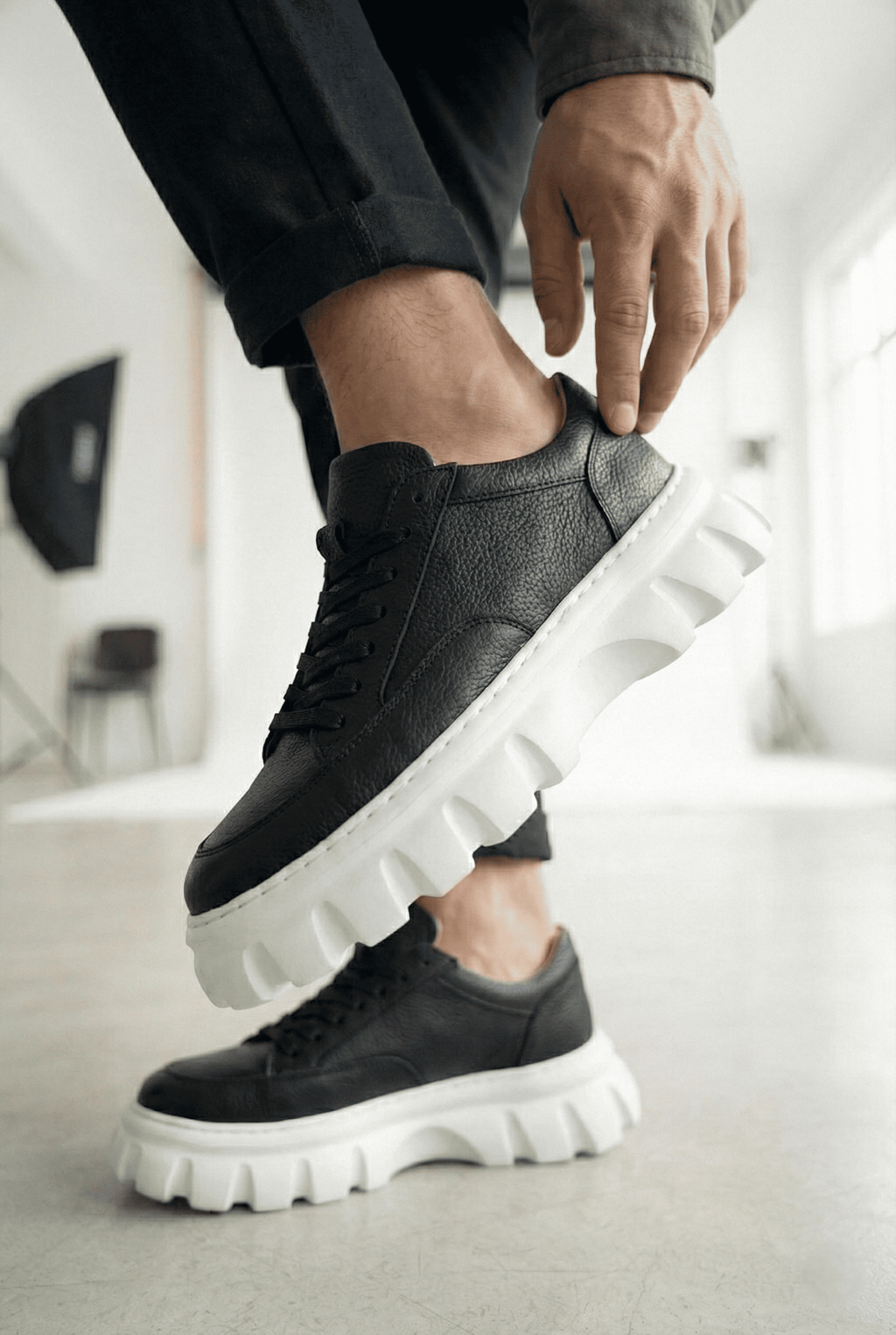 Cortex Premium Traktör Taban Erkek Sneaker Casual Siyah Beyaz