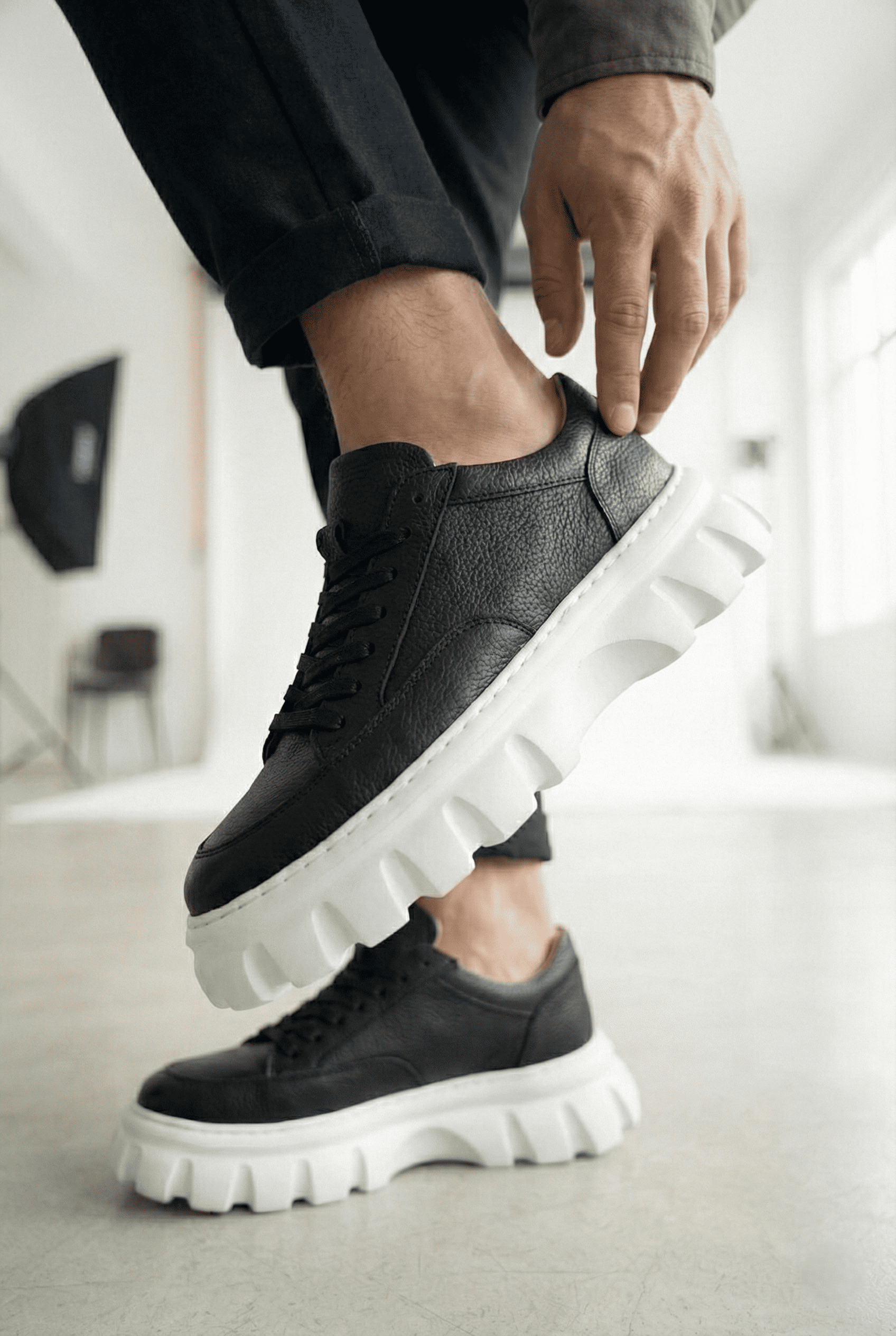 Cortex Premium Traktör Taban Erkek Sneaker Casual Siyah Beyaz