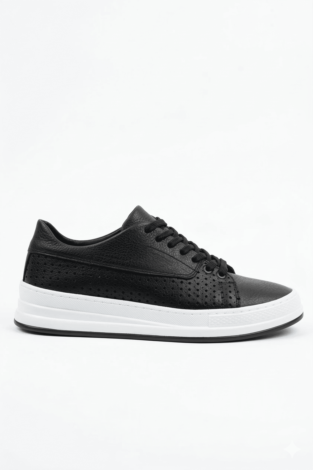Cowien Premium Erkek Tarz Bağcıklı Sneaker Siyah Beyaz
