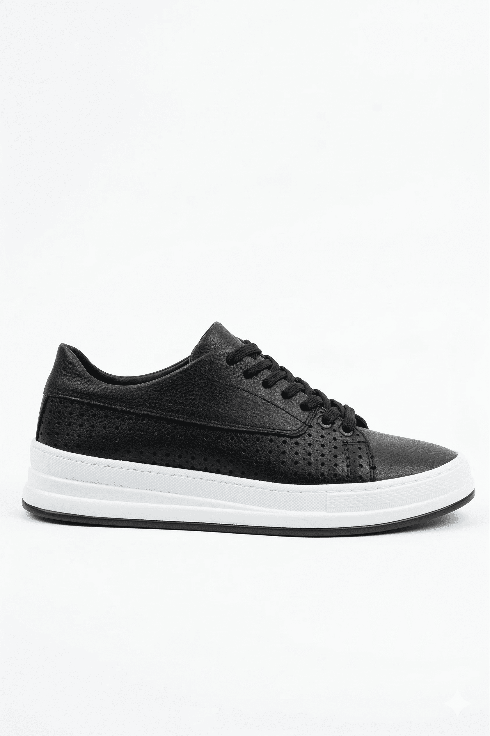 Cowien Premium Erkek Tarz Bağcıklı Sneaker Siyah Beyaz