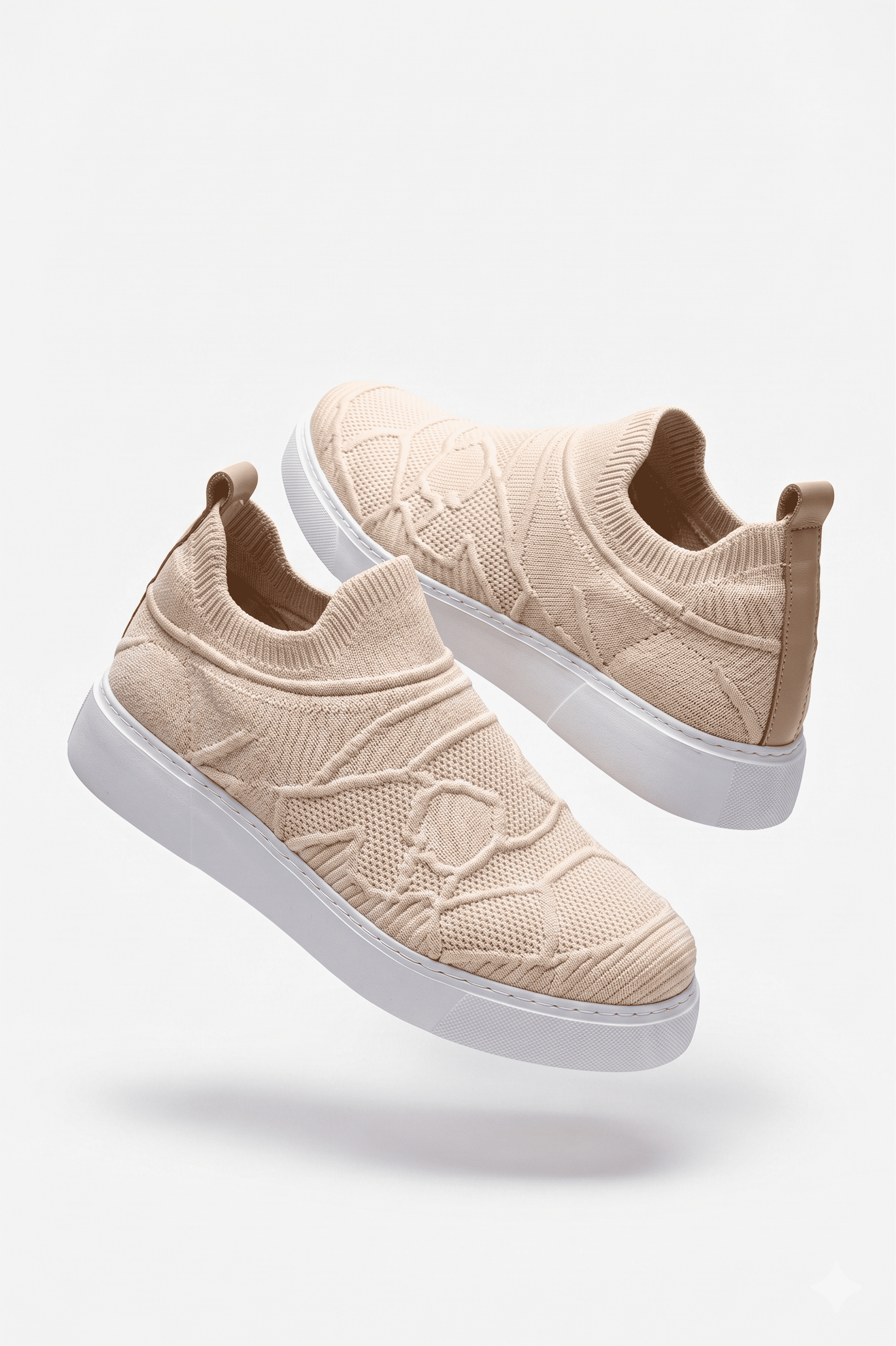 Craig Triko Yüksek Kalite Bağcıksız Slip-On Rahat Erkek Spor Ayakkabı Bej