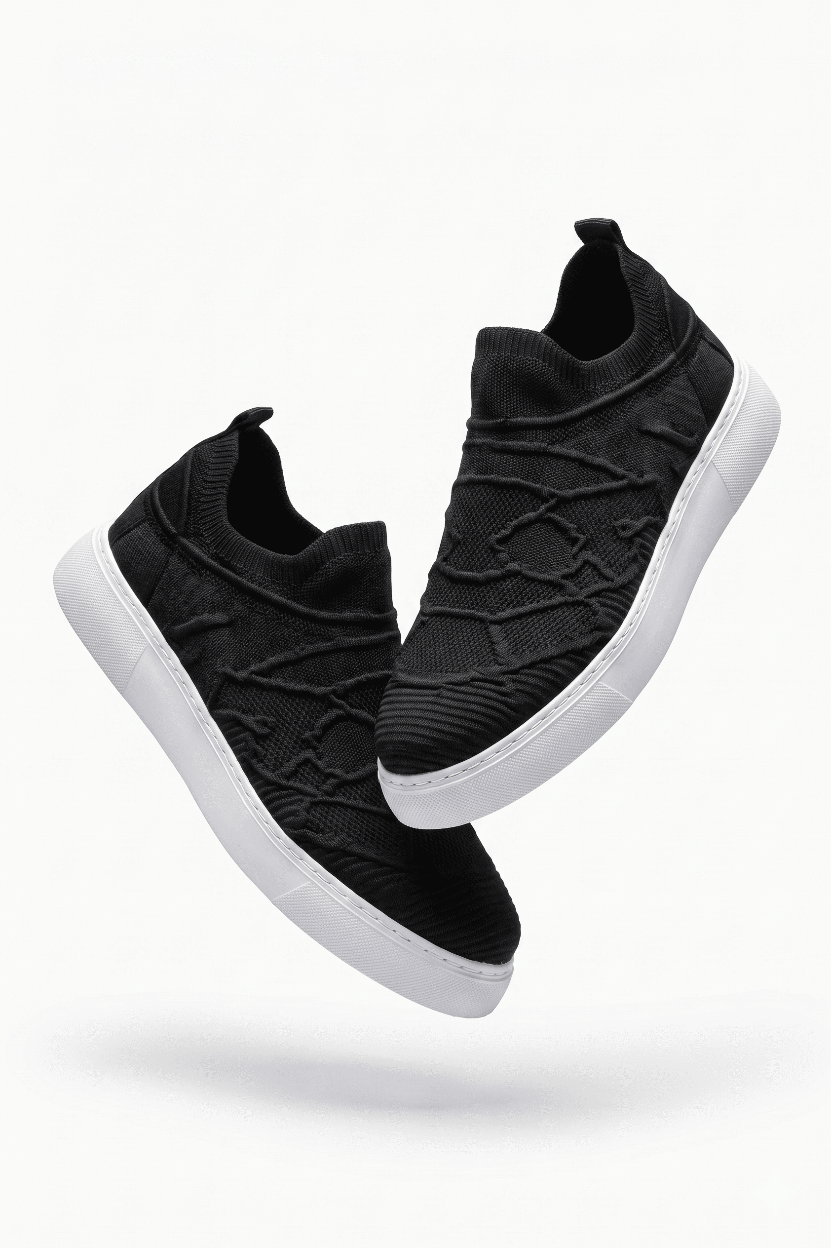 Craig Triko Yüksek Kalite Bağcıksız Slip-On Rahat Erkek Spor Ayakkabı Siyah Beyaz