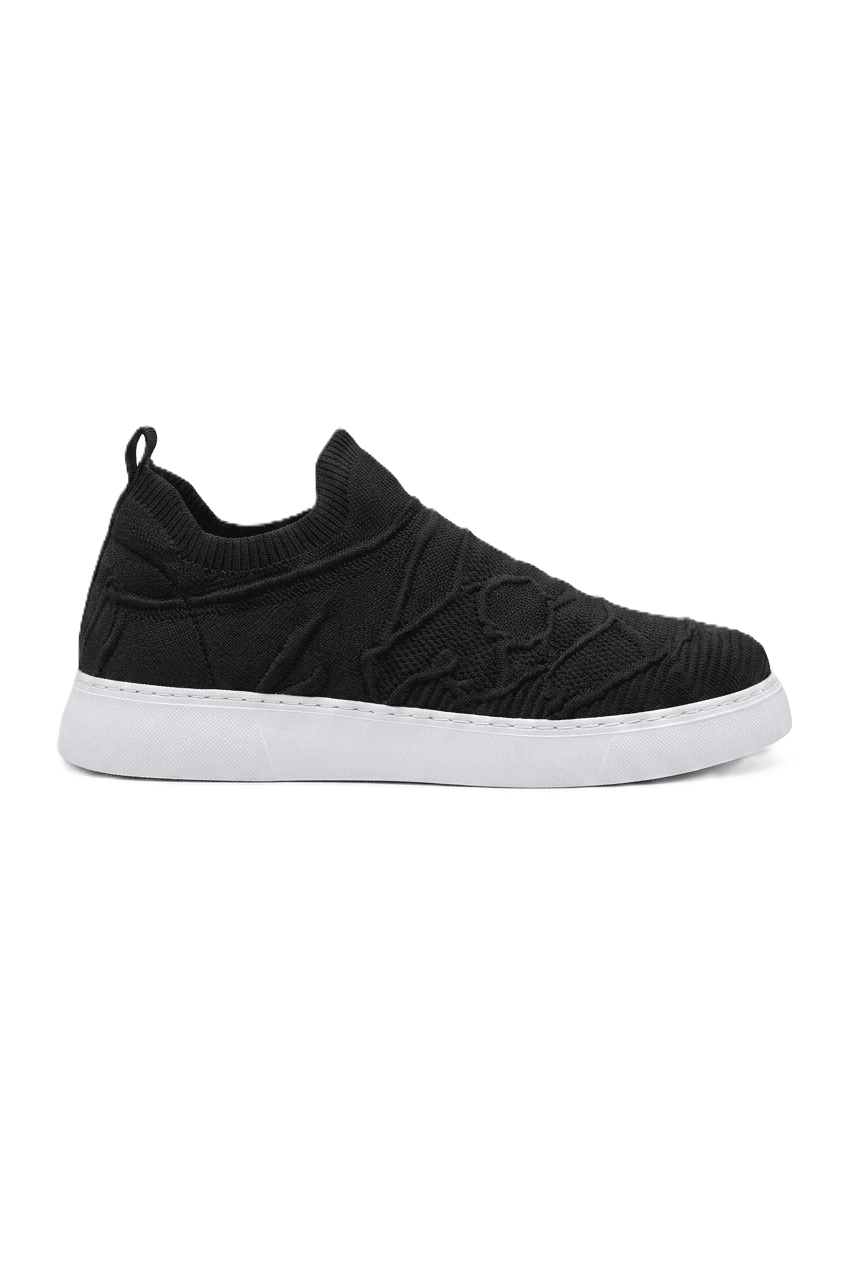Craig Triko Yüksek Kalite Bağcıksız Slip-On Rahat Erkek Spor Ayakkabı Siyah Beyaz