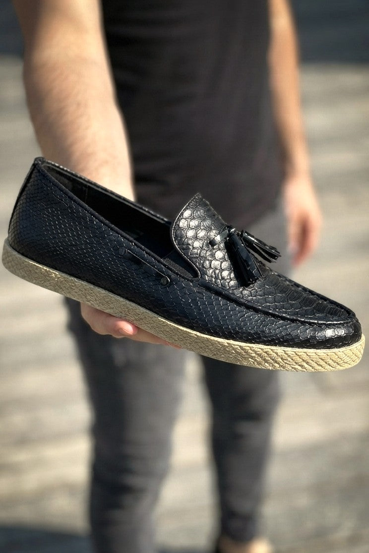 Croco Yüksek Kalite Klasik Erkek Loafer Siyah