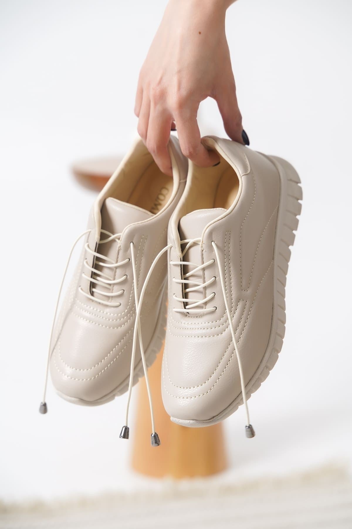 Daphne Premium Elastic Beige Women's Sneakers