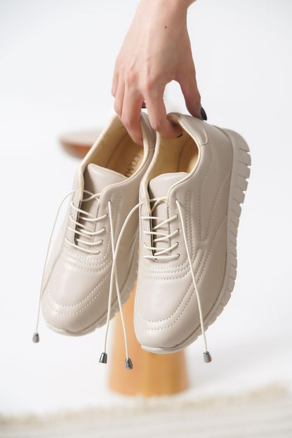 Daphne Premium Elastic Beige Women's Sneakers