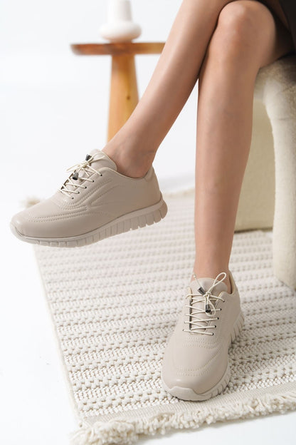 Daphne Premium Elastic Beige Women's Sneakers