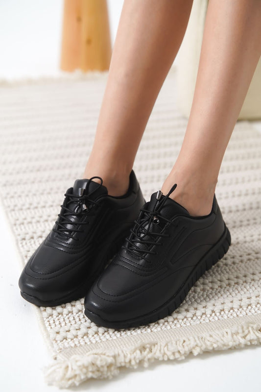 Daphne Premium Elastic Black Women's Sneakers