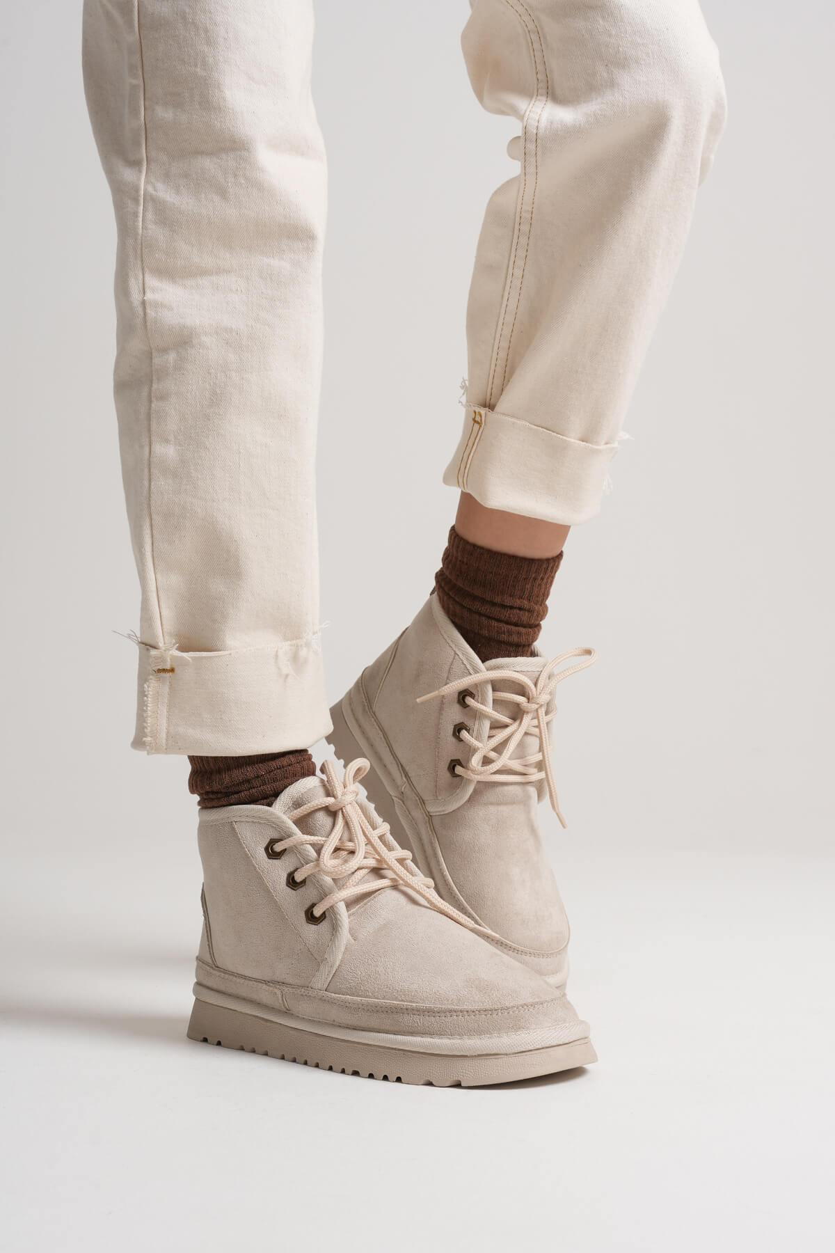 Daria Premium Women's Winter Beige Fur Lined Boots
