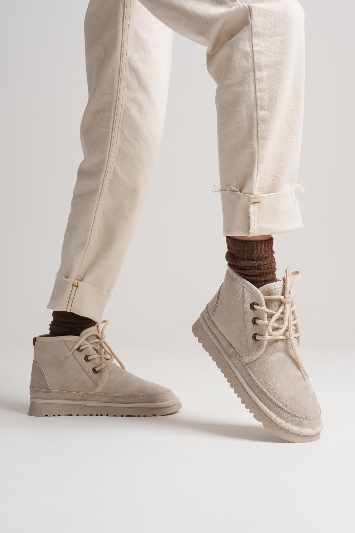 Daria Premium Women's Winter Beige Fur Lined Boots