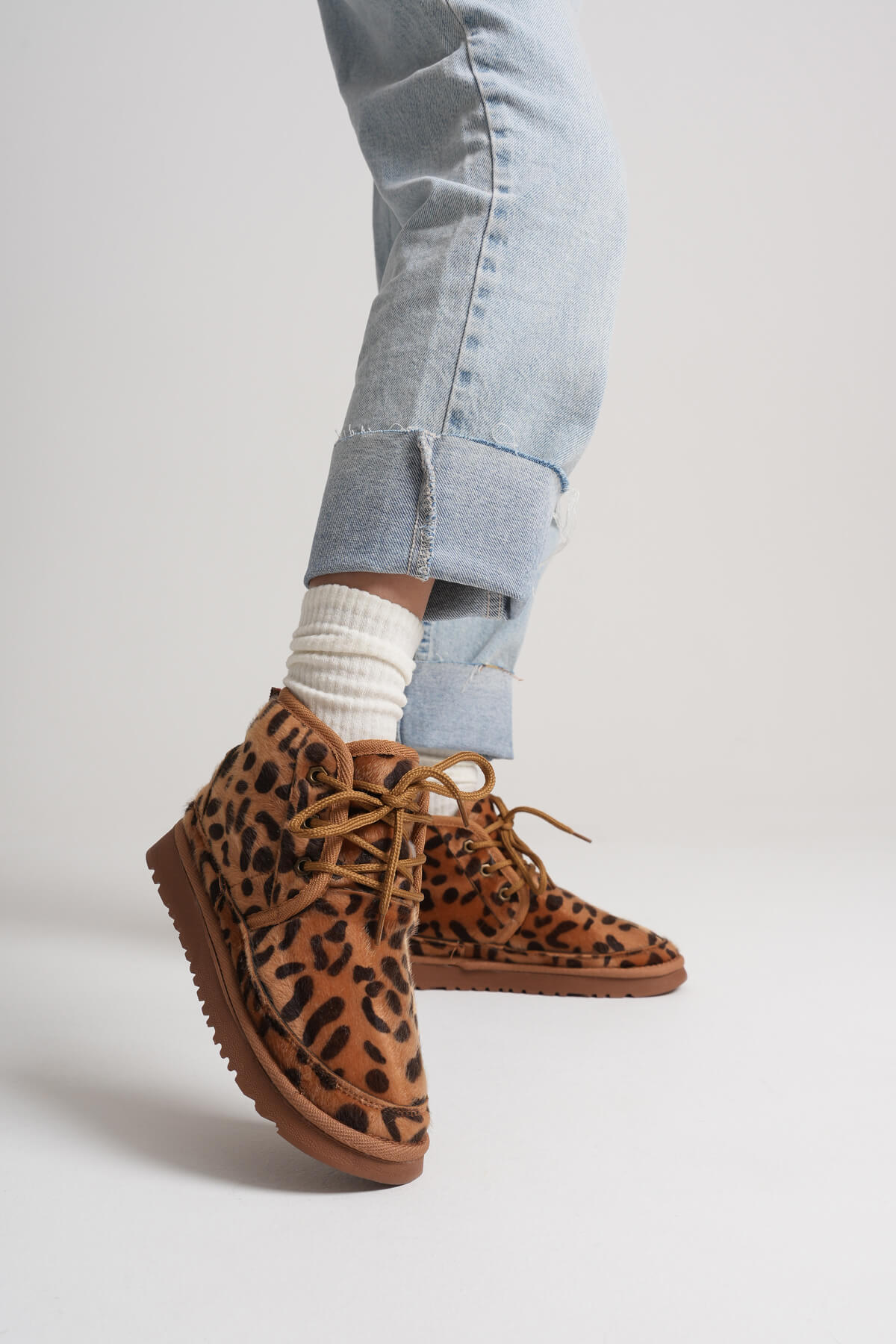 Daria Premium Kadın Kışlık Leopar Desen İçi Kürklü Bot