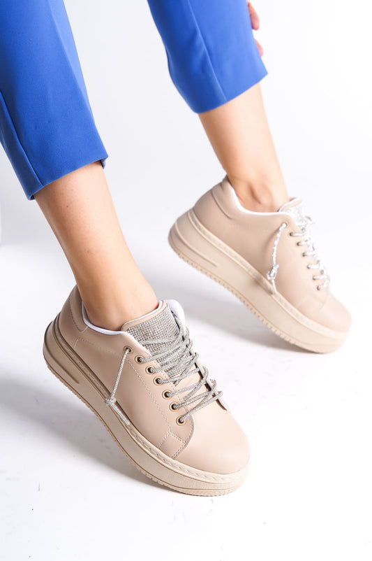 SoftFlex Lace-Up Stoned Orthopedic Women's Sneakers - Ten