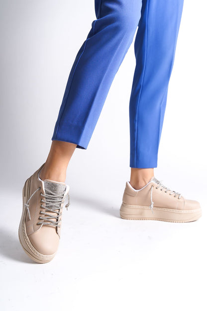 SoftFlex Lace-Up Stoned Orthopedic Women's Sneakers - Ten