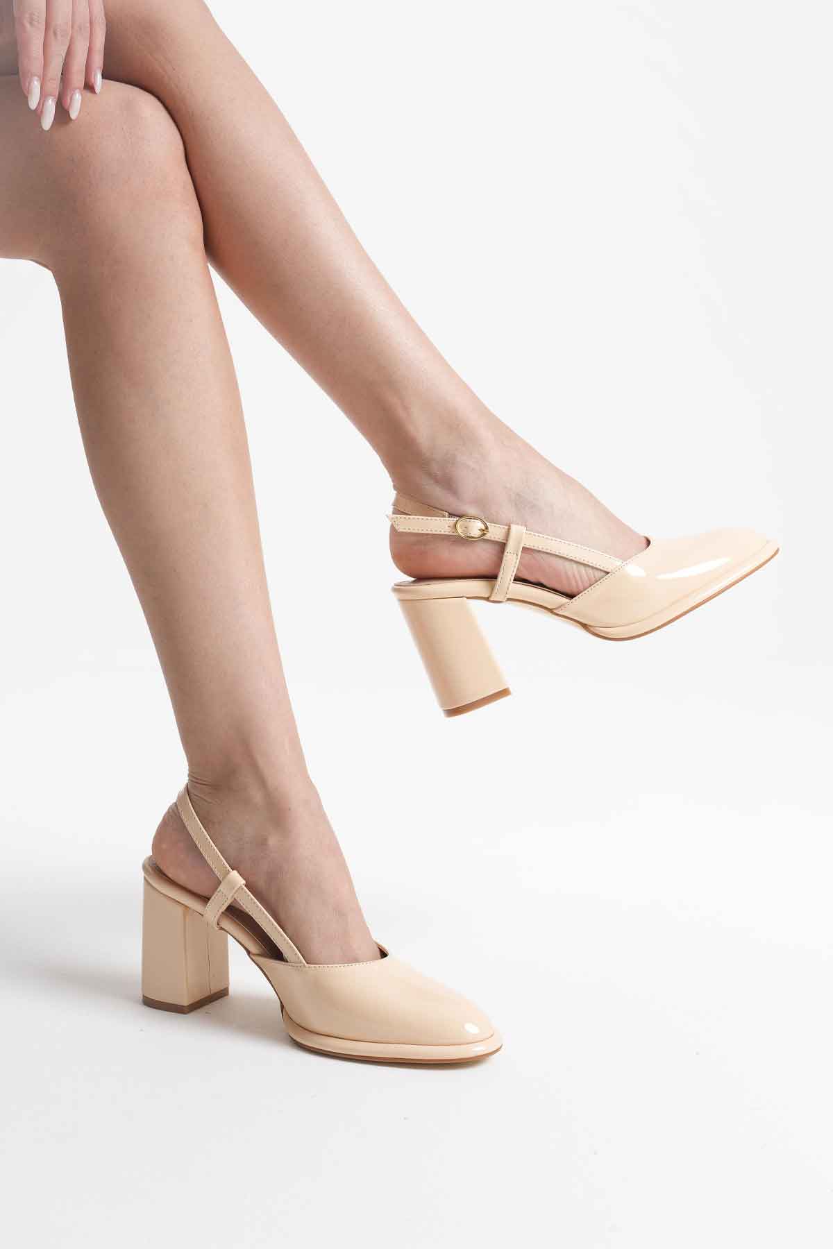 Denma Premium Light Yellow Patent Leather Women's High Heel Shoes