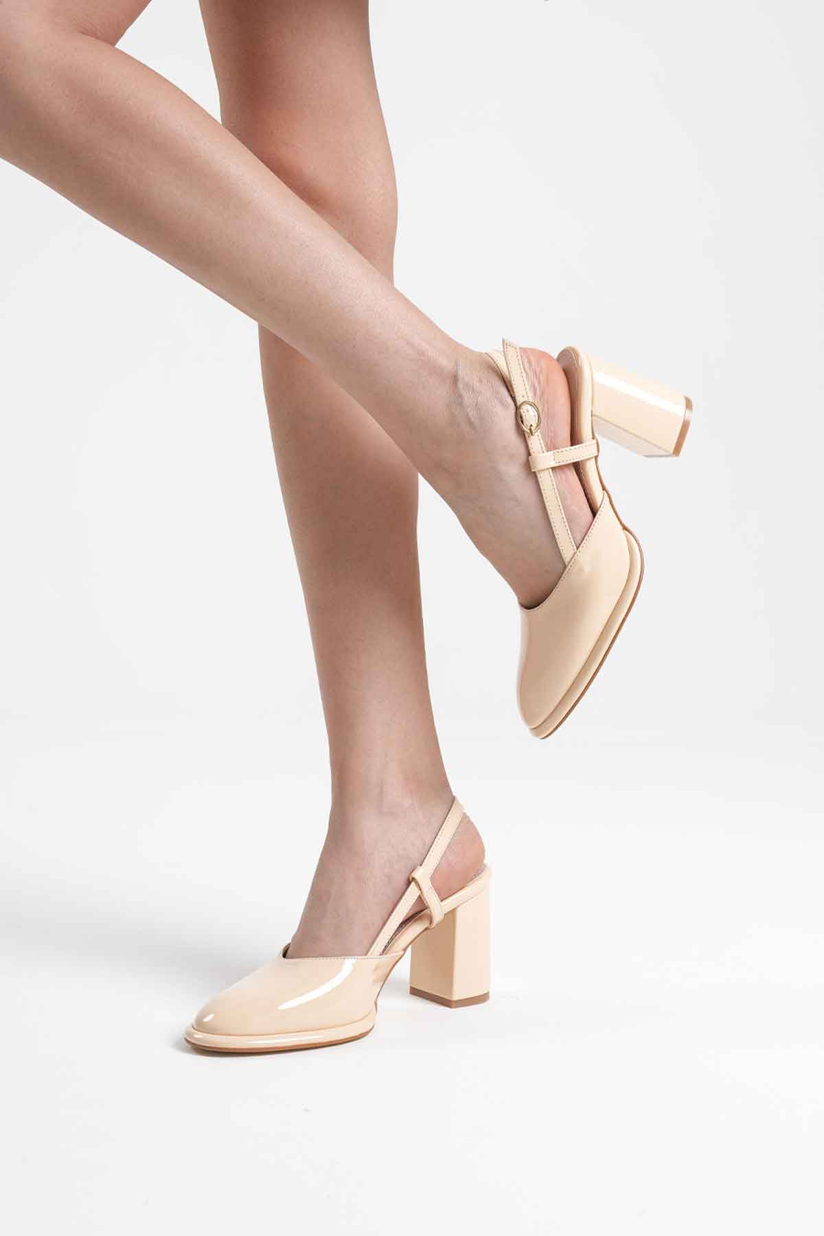 Denma Premium Light Yellow Patent Leather Women's High Heel Shoes