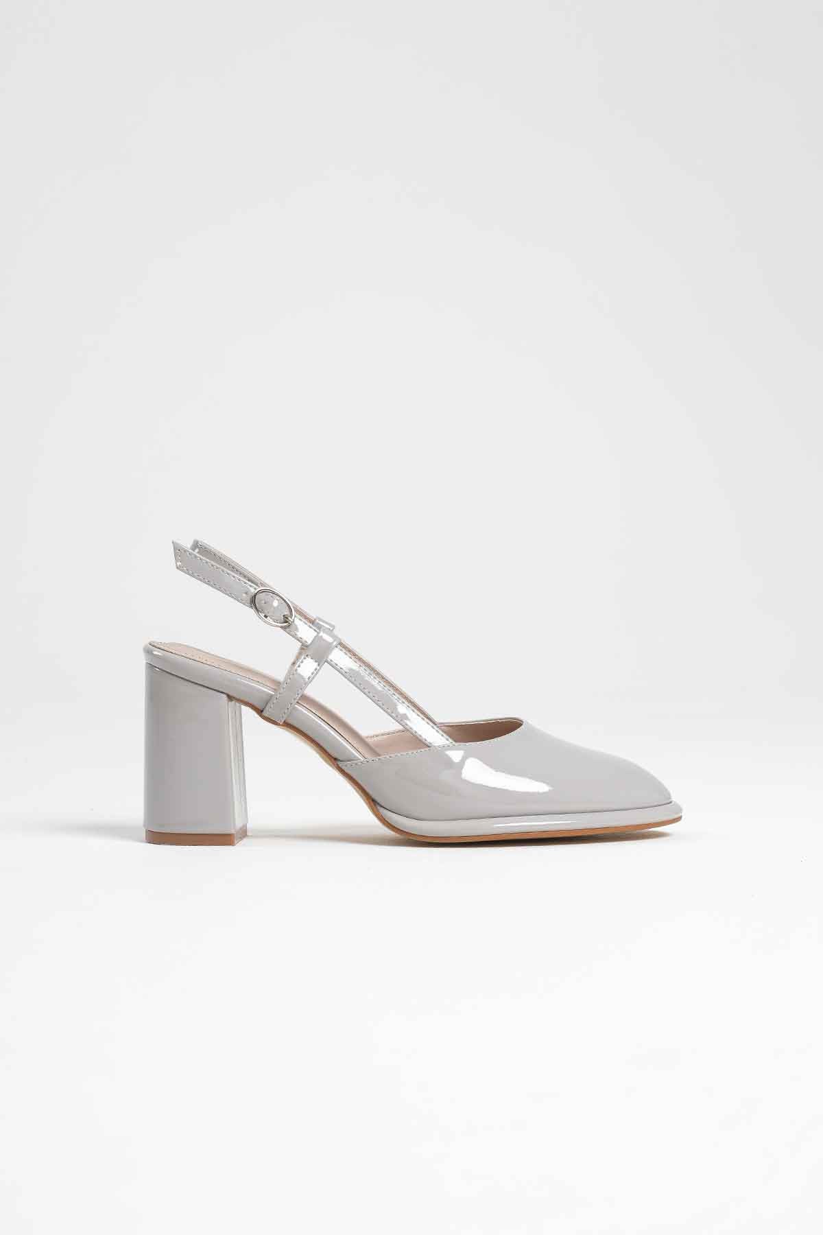 Denma Premium Grey Patent Leather Women's High Heel Shoes