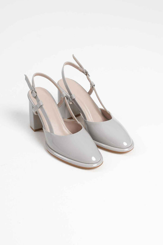 Denma Premium Grey Patent Leather Women's High Heel Shoes