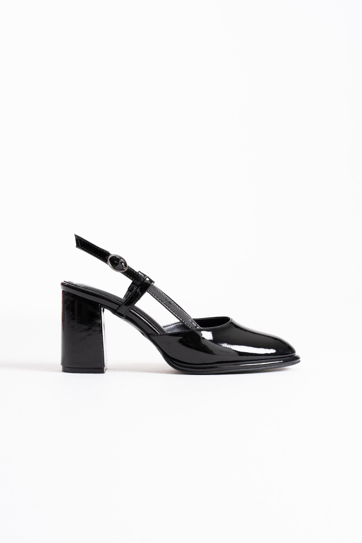Denma Premium Black Patent Leather Women's High Heel Shoes