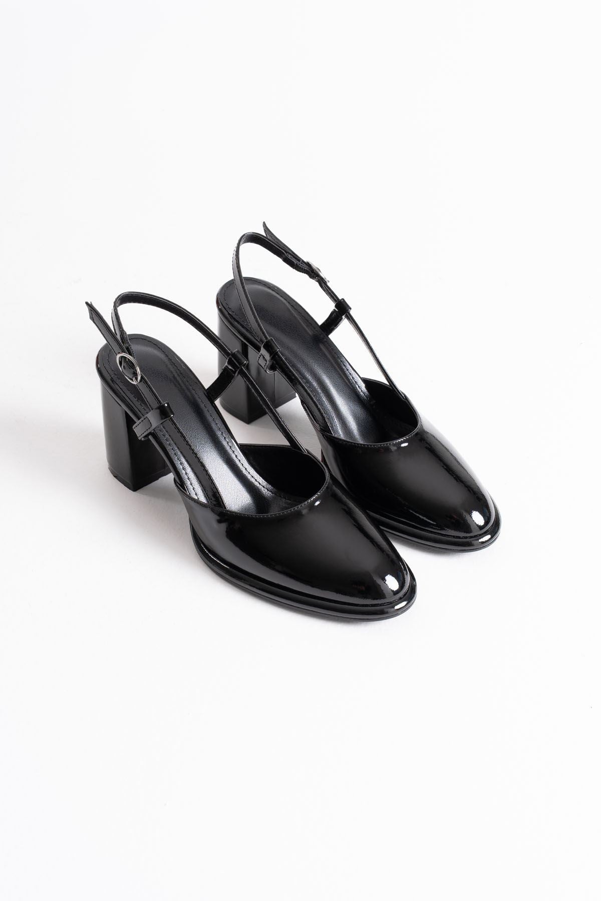 Denma Premium Black Patent Leather Women's High Heel Shoes