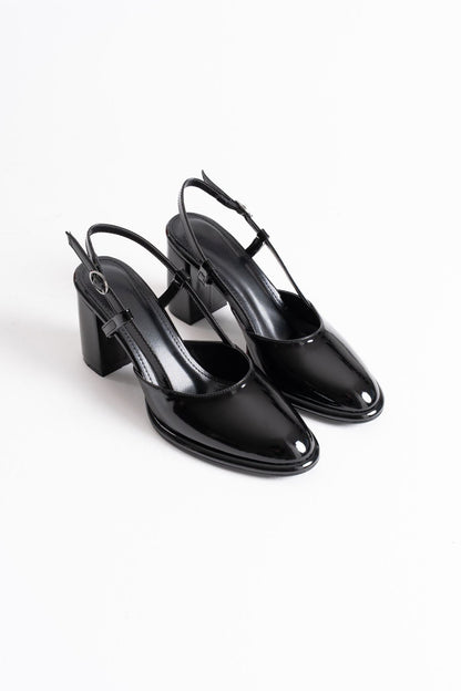 Denma Premium Black Patent Leather Women's High Heel Shoes