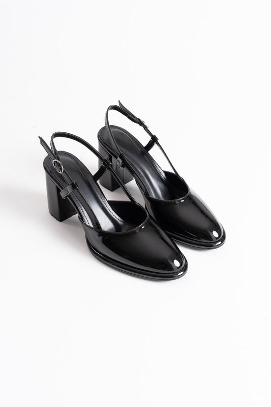 Denma Premium Black Patent Leather Women's High Heel Shoes