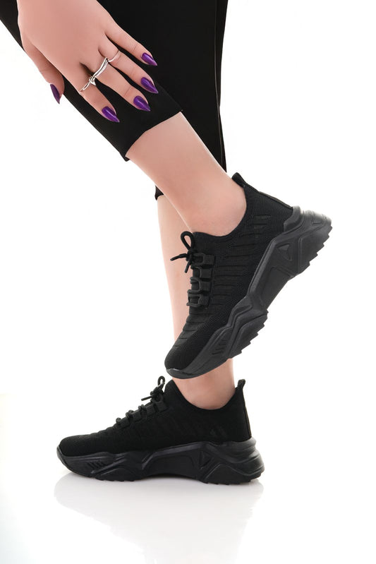 Desnuda Premium Women's Knitted Black Sneakers