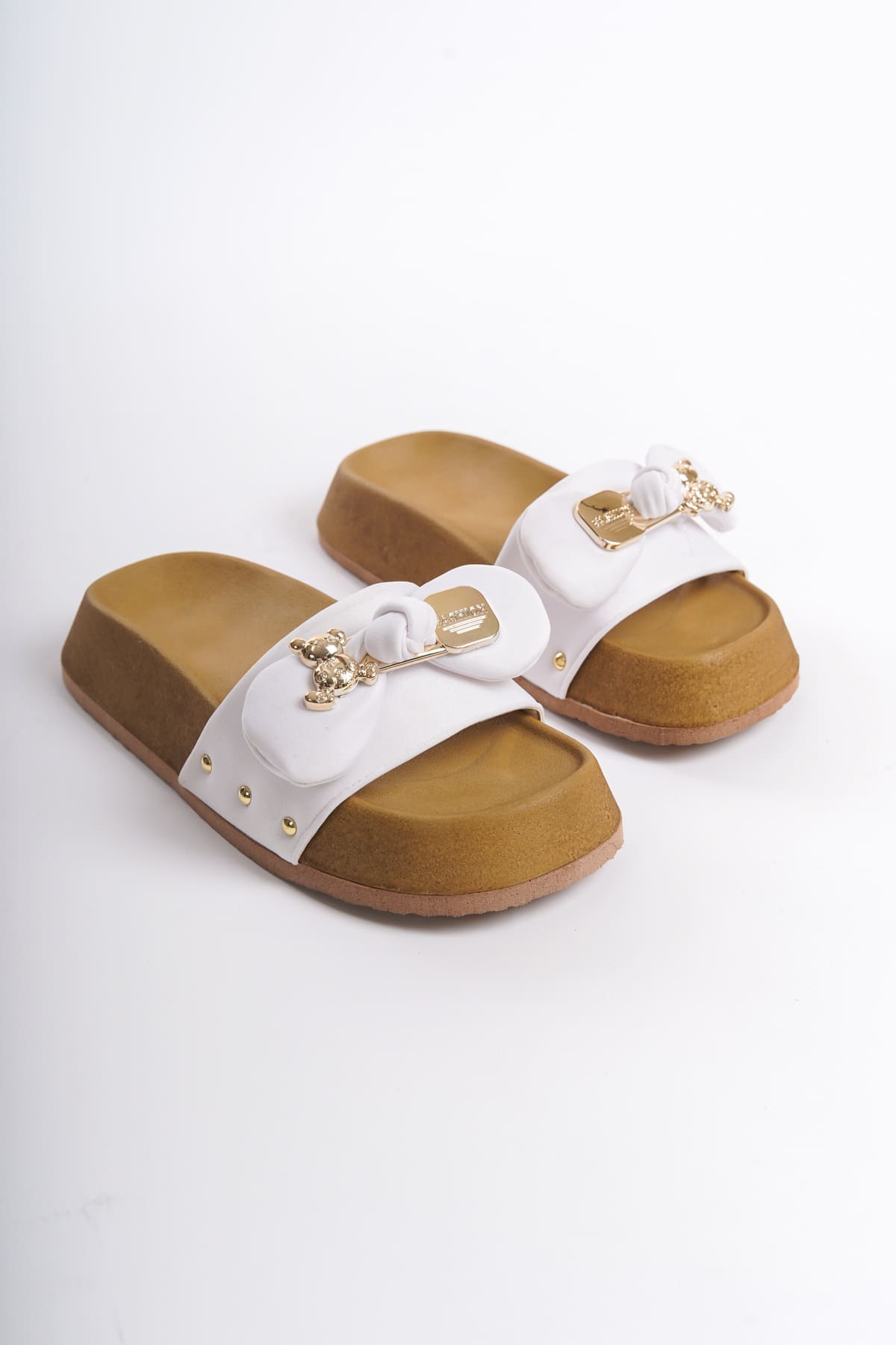 DILUSH Thick and Orthopedic Sole Teddy Bear Satin Women's Slippers - White