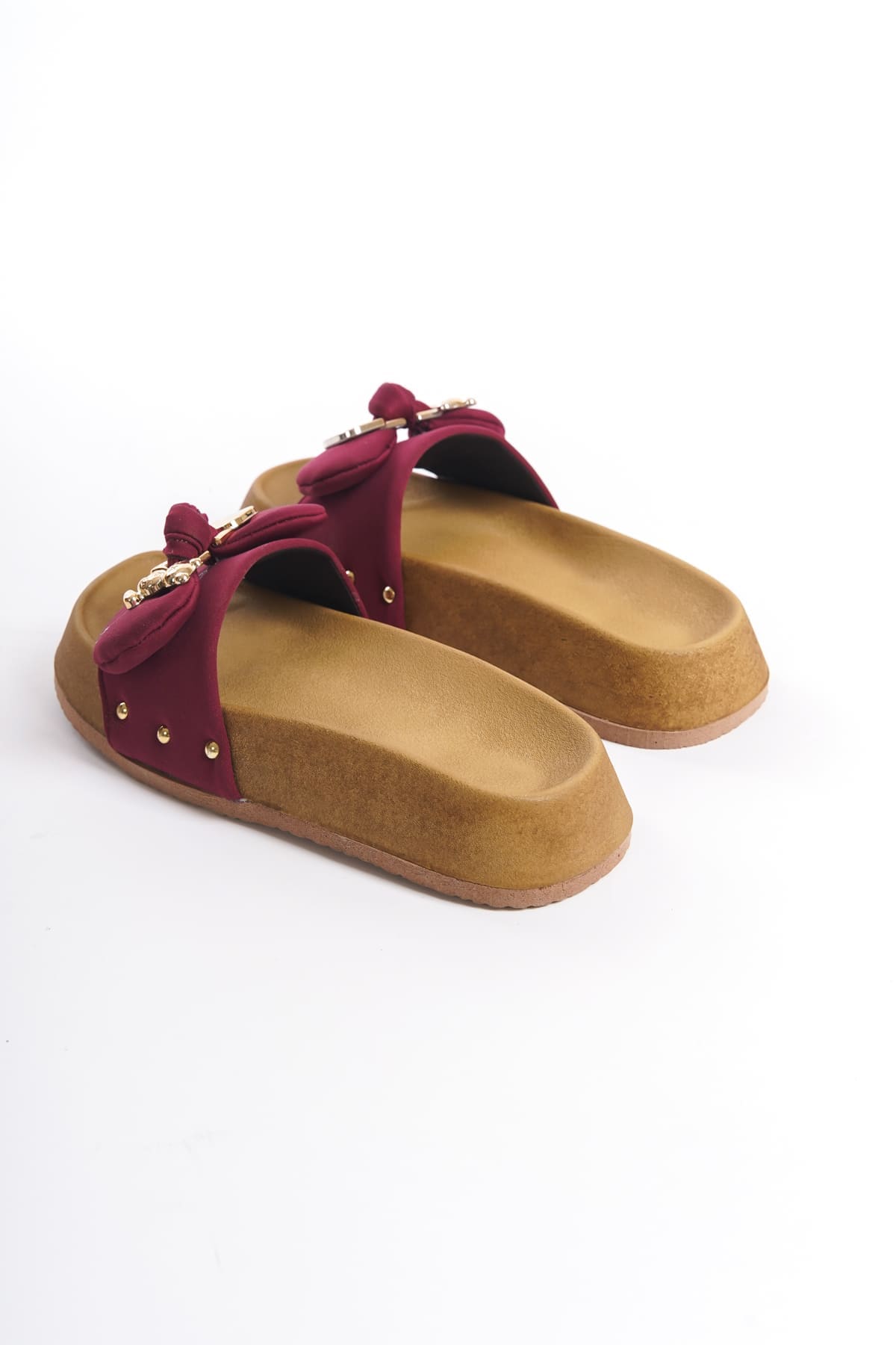 DILUSH Thick and Orthopedic Sole Teddy Bear Satin Women's Slippers - Claret Red