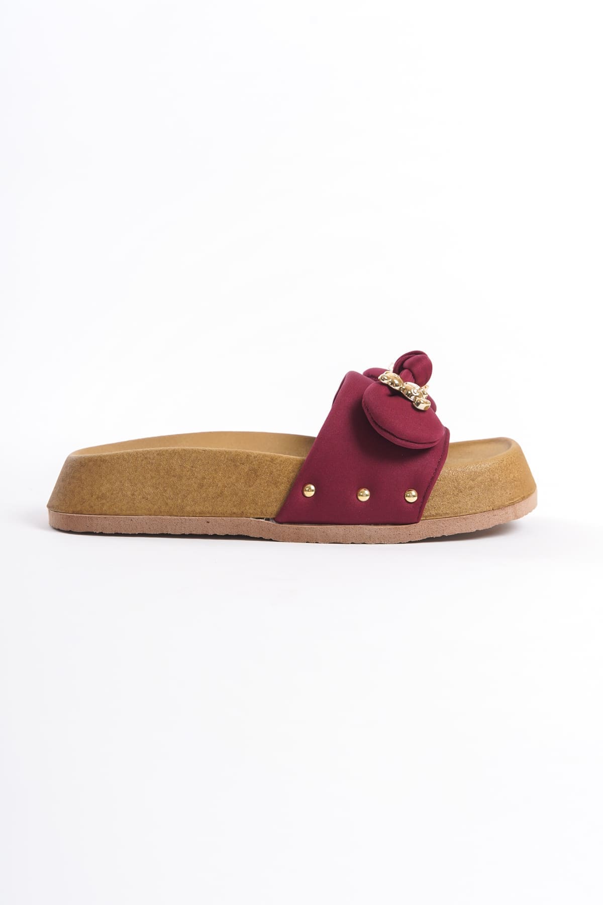 DILUSH Thick and Orthopedic Sole Teddy Bear Satin Women's Slippers - Claret Red