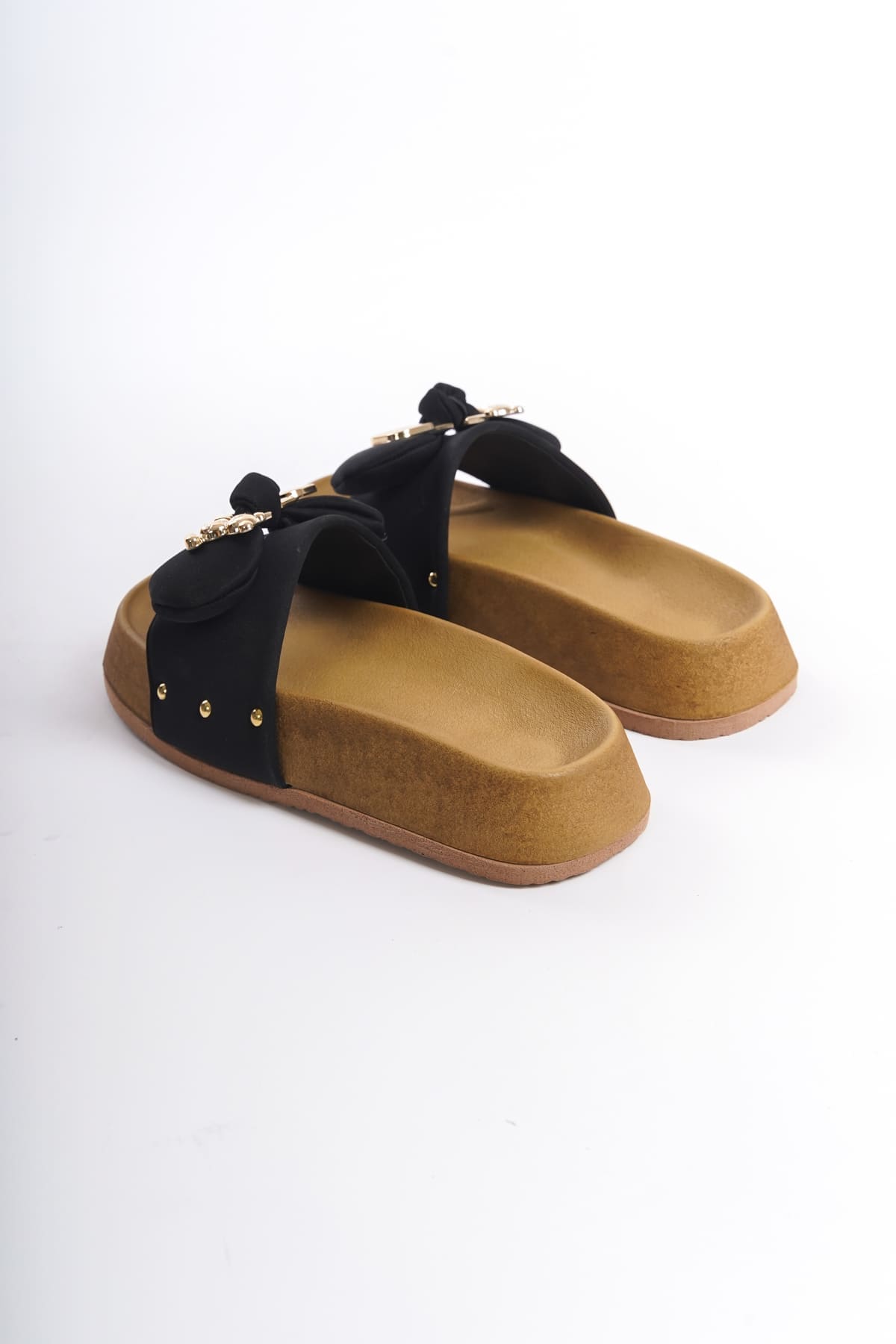 DILUSH Thick and Orthopedic Sole Teddy Bear Satin Women's Slippers - Black