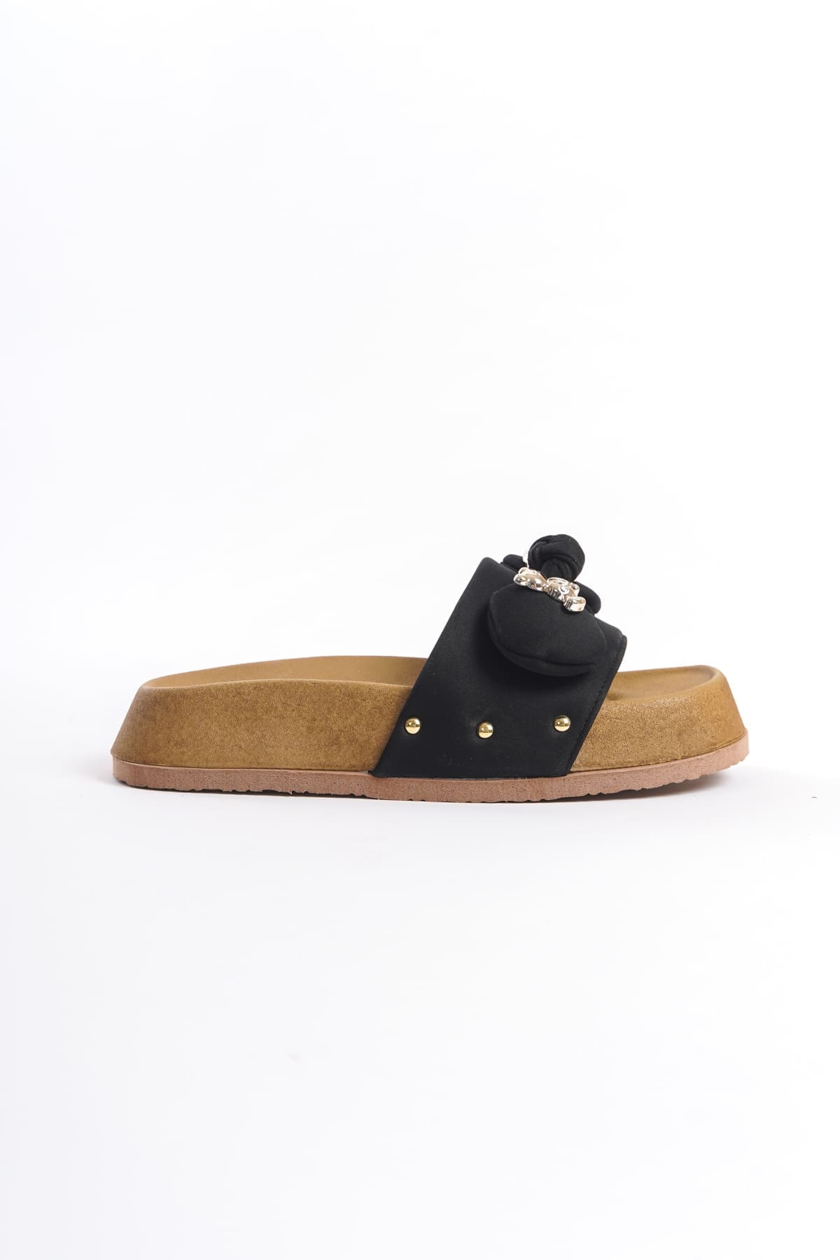DILUSH Thick and Orthopedic Sole Teddy Bear Satin Women's Slippers - Black