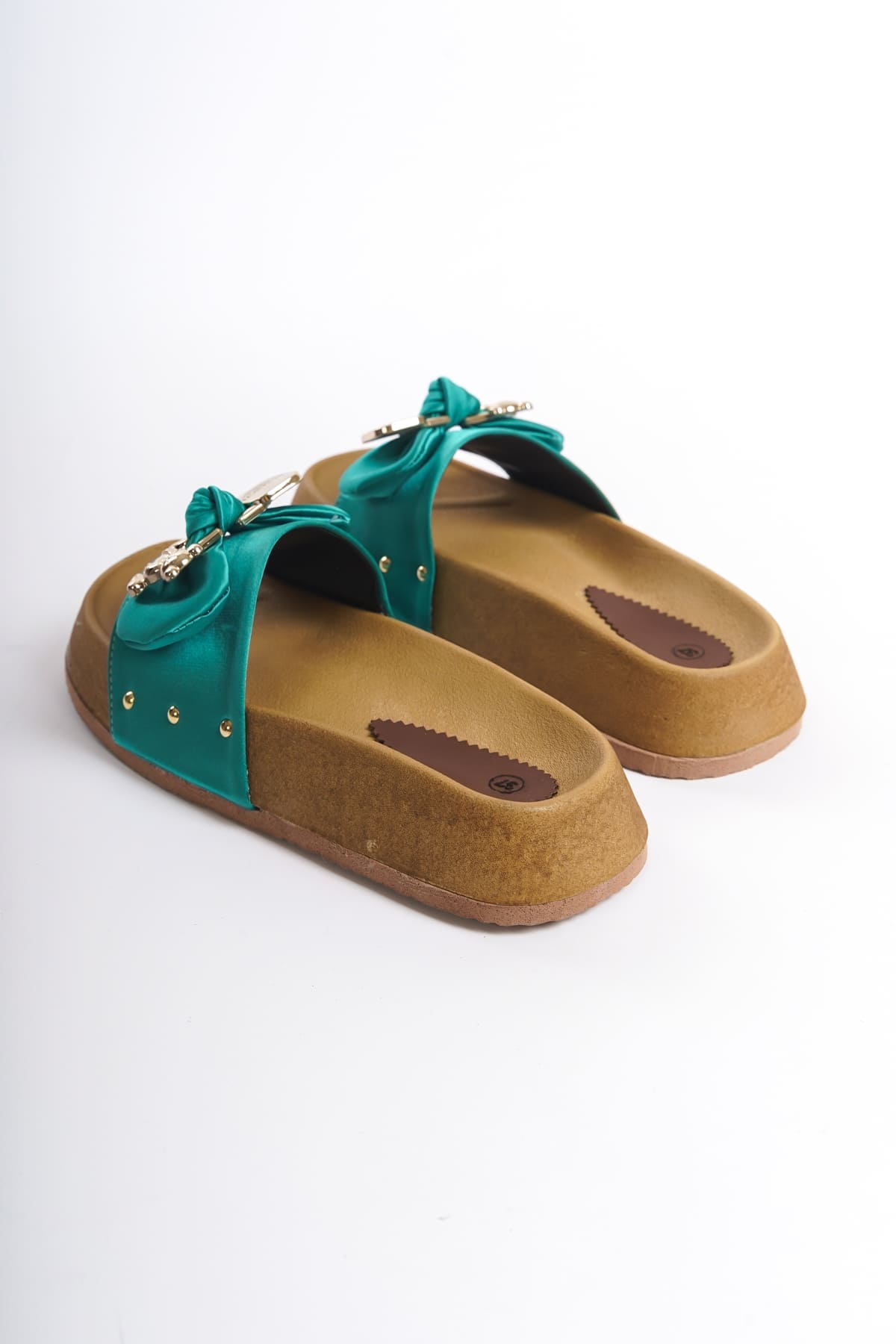 DILUSH Thick and Orthopedic Sole Teddy Bear Satin Women's Slippers - Green