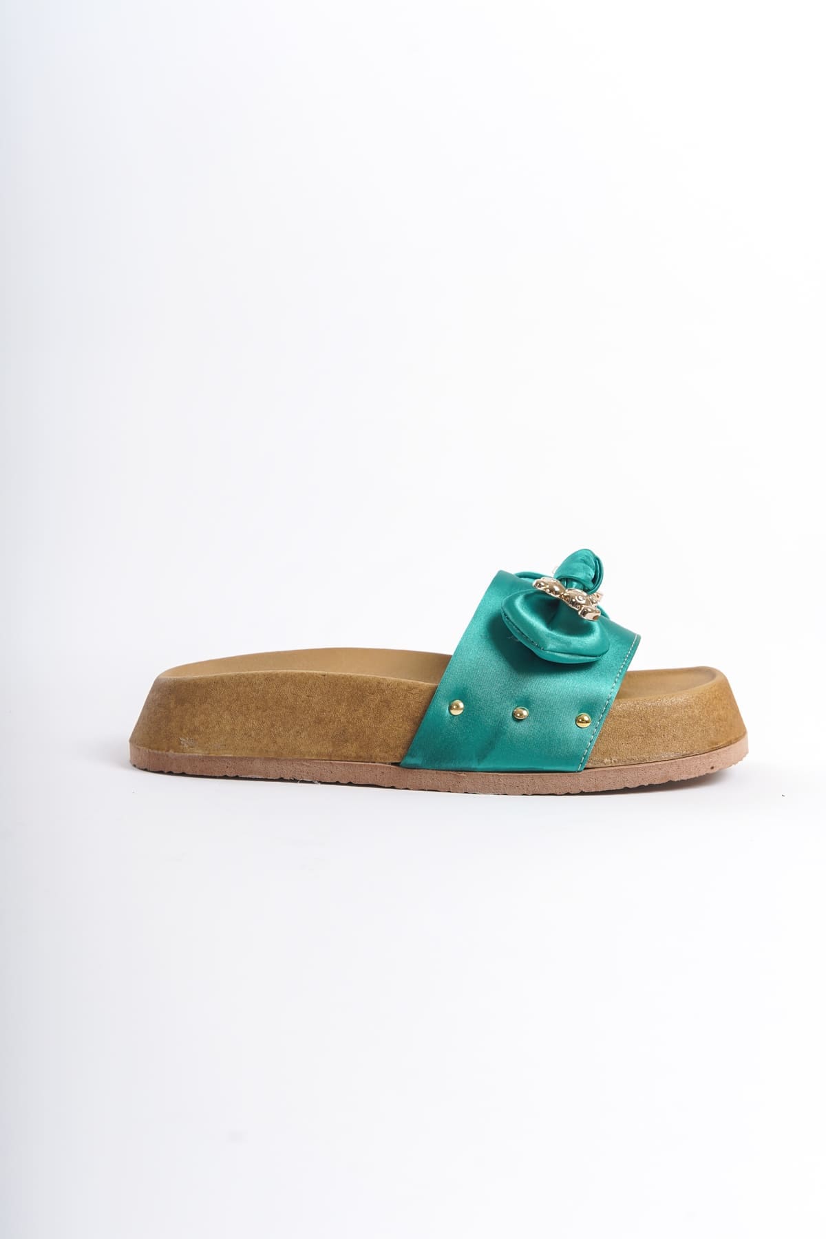 DILUSH Thick and Orthopedic Sole Teddy Bear Satin Women's Slippers - Green
