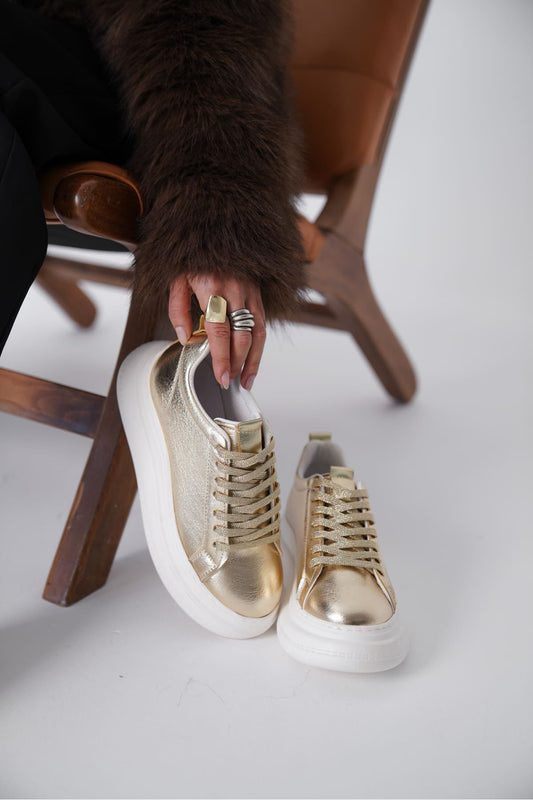 Nitra Premium Women's Gold Sneakers