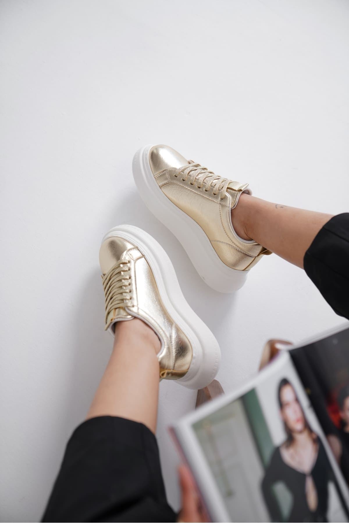 Nitra Premium Women's Gold Sneakers