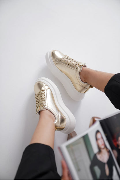 Nitra Premium Women's Gold Sneakers