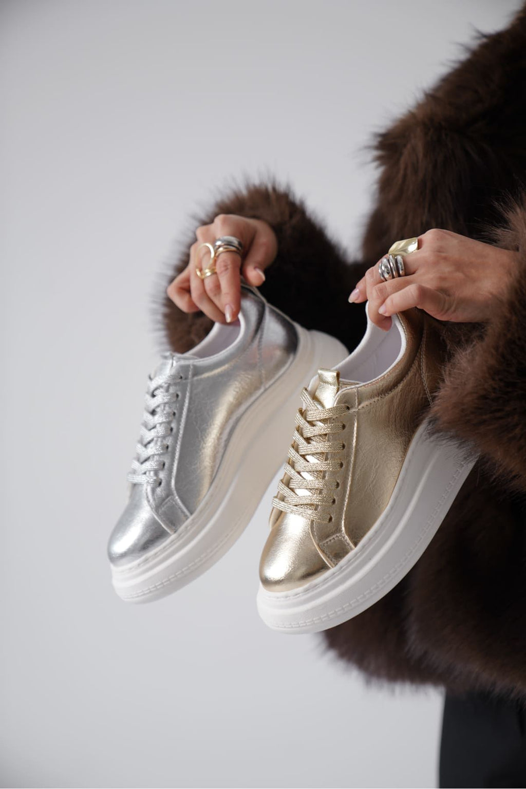 Nitra Premium Women's Gold Sneakers
