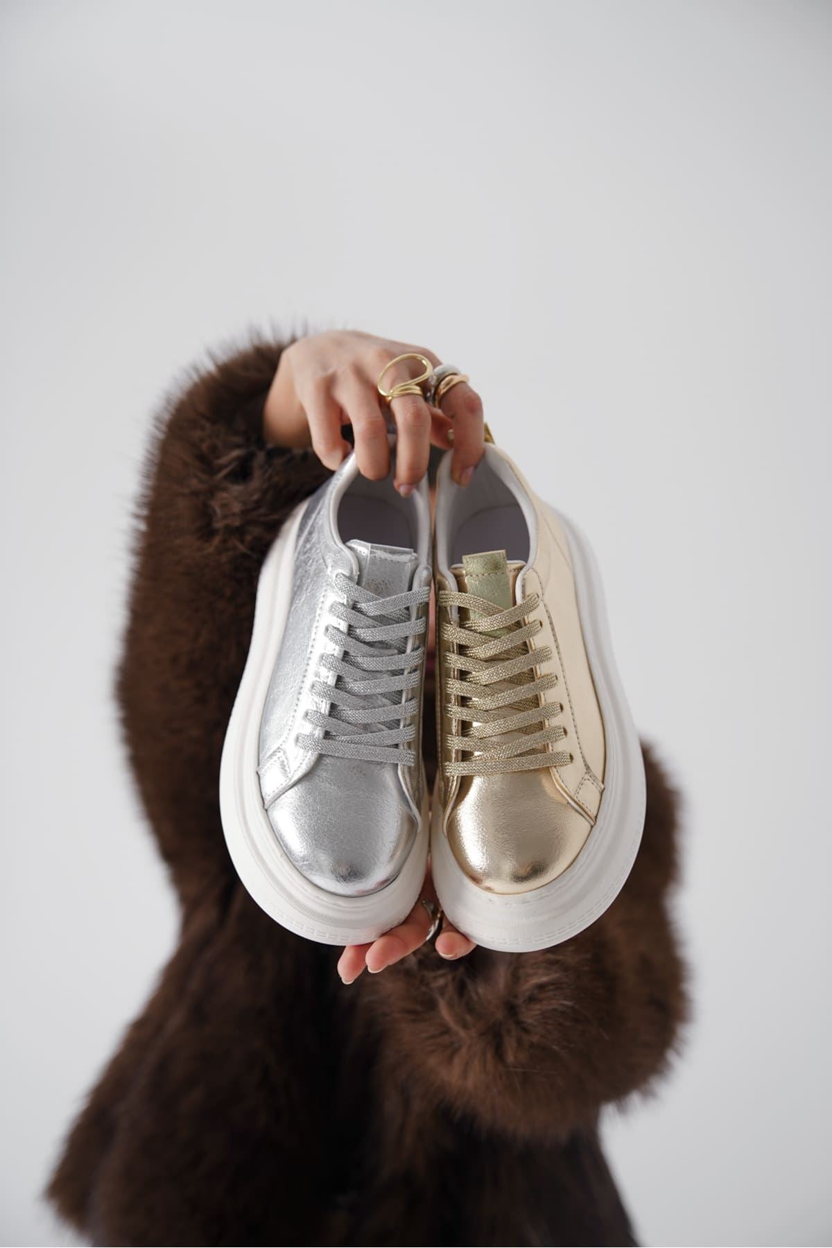 Nitra Premium Women's Gold Sneakers