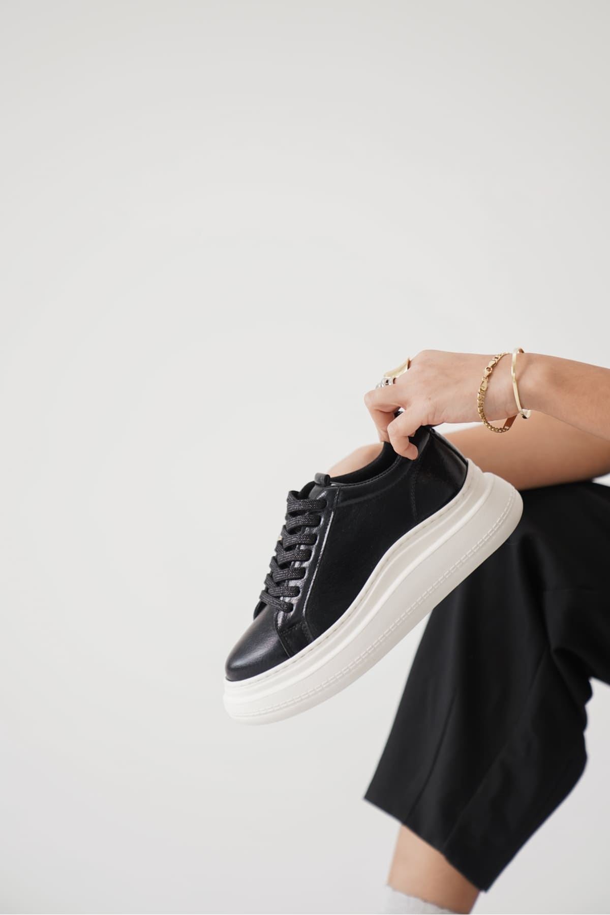 Nitra Premium Women's Black and White Sneakers