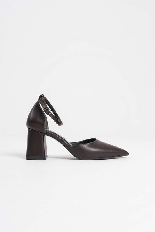 Doren Premium Dark Brown Leather Women's High Heels