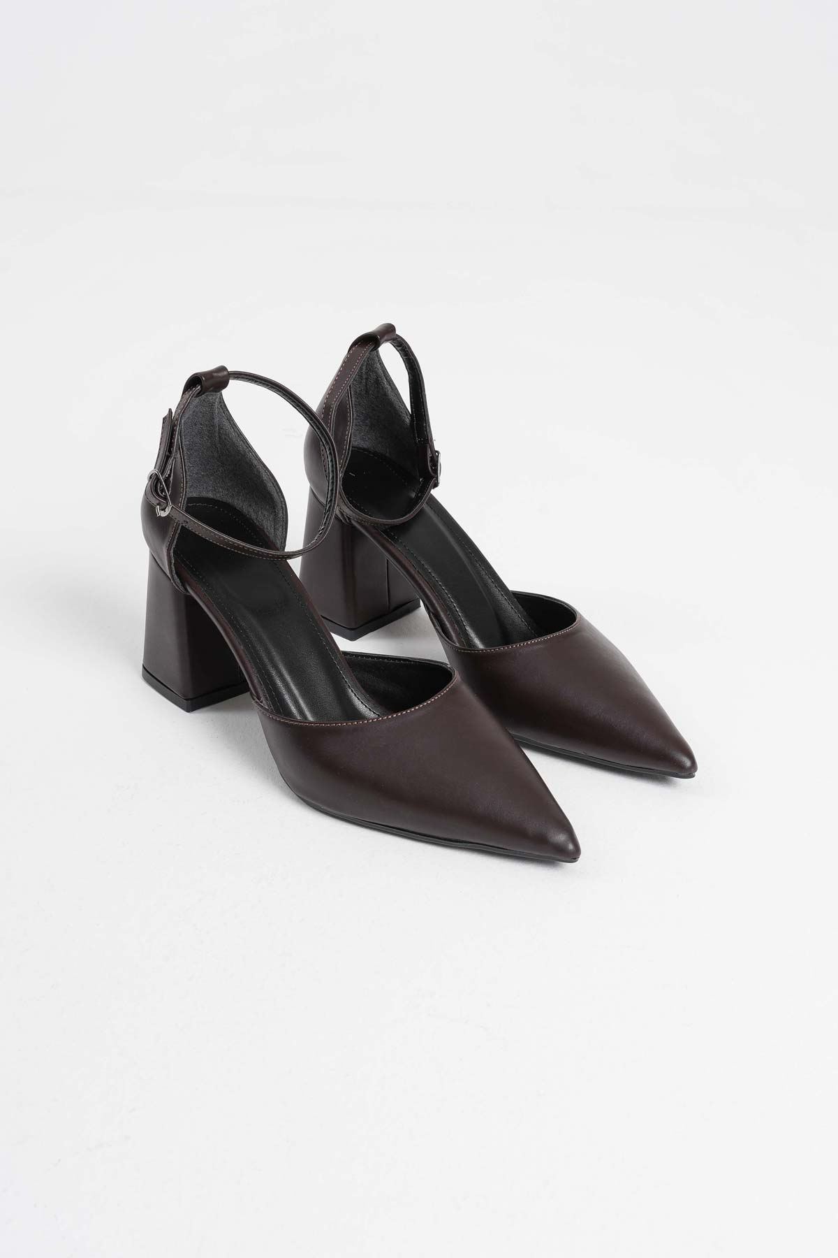 Doren Premium Dark Brown Leather Women's High Heels